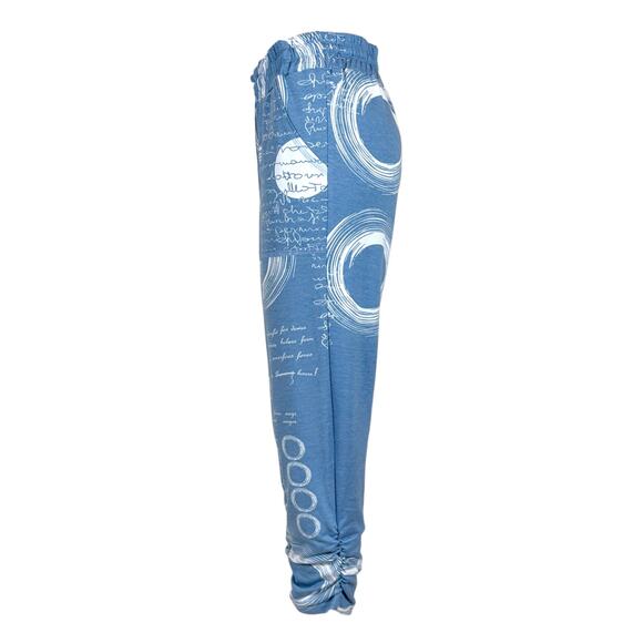 Womens Blue Capri Pull On Pants Size XL Script Print NWT Artex Fashions - Picture 4 of 10